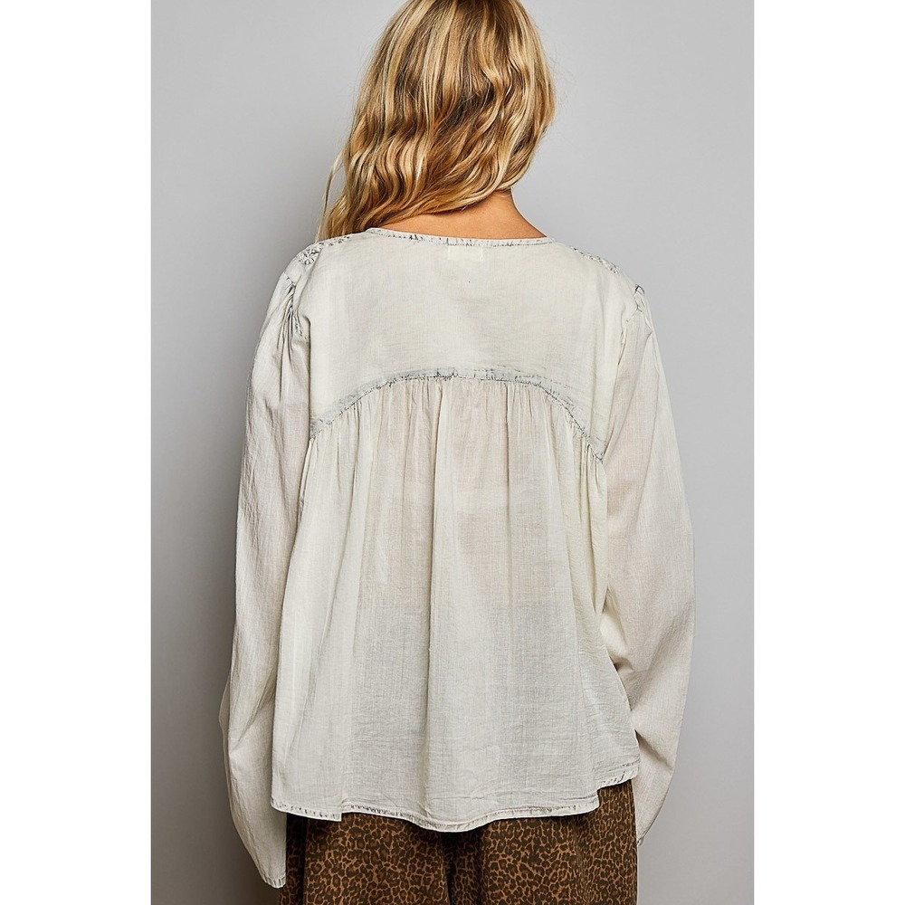 POL Embroidered Button Front Woven Shirt - Large - Picture 3 of 7